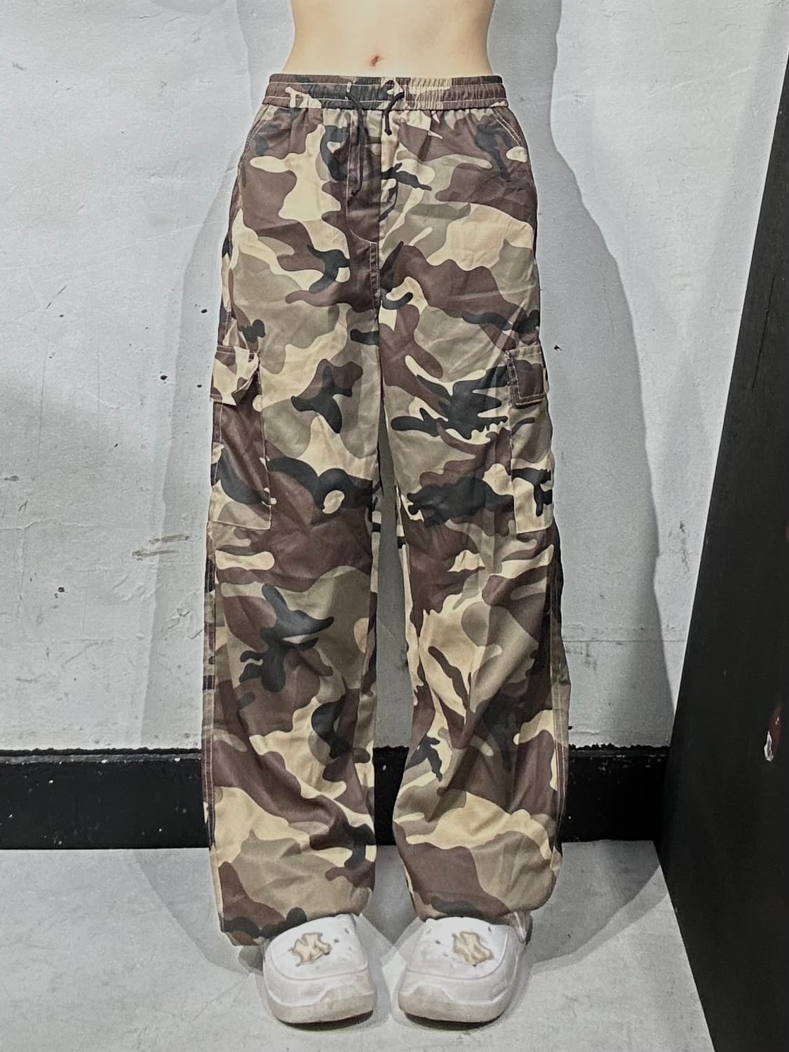 빈티지 베이지 밀리터리 카모 와이드 카고 팬츠 M 상품이미지2