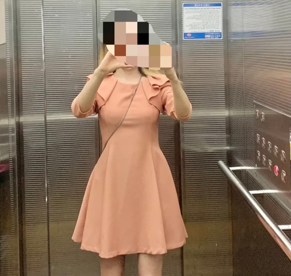 s사이즈ㅡ프릴장식 플레어 원피스/새거수준/7~8부소매 상품이미지1