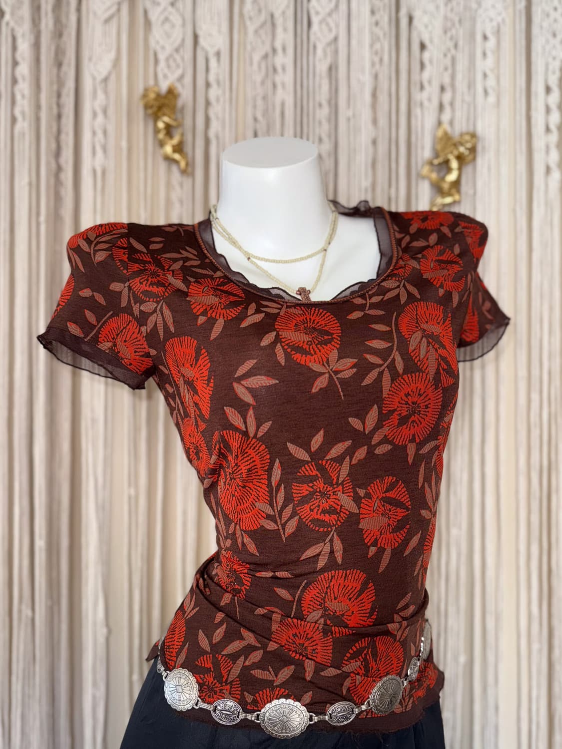 Floral Ruffled Beaded Top 0019 상품이미지2
