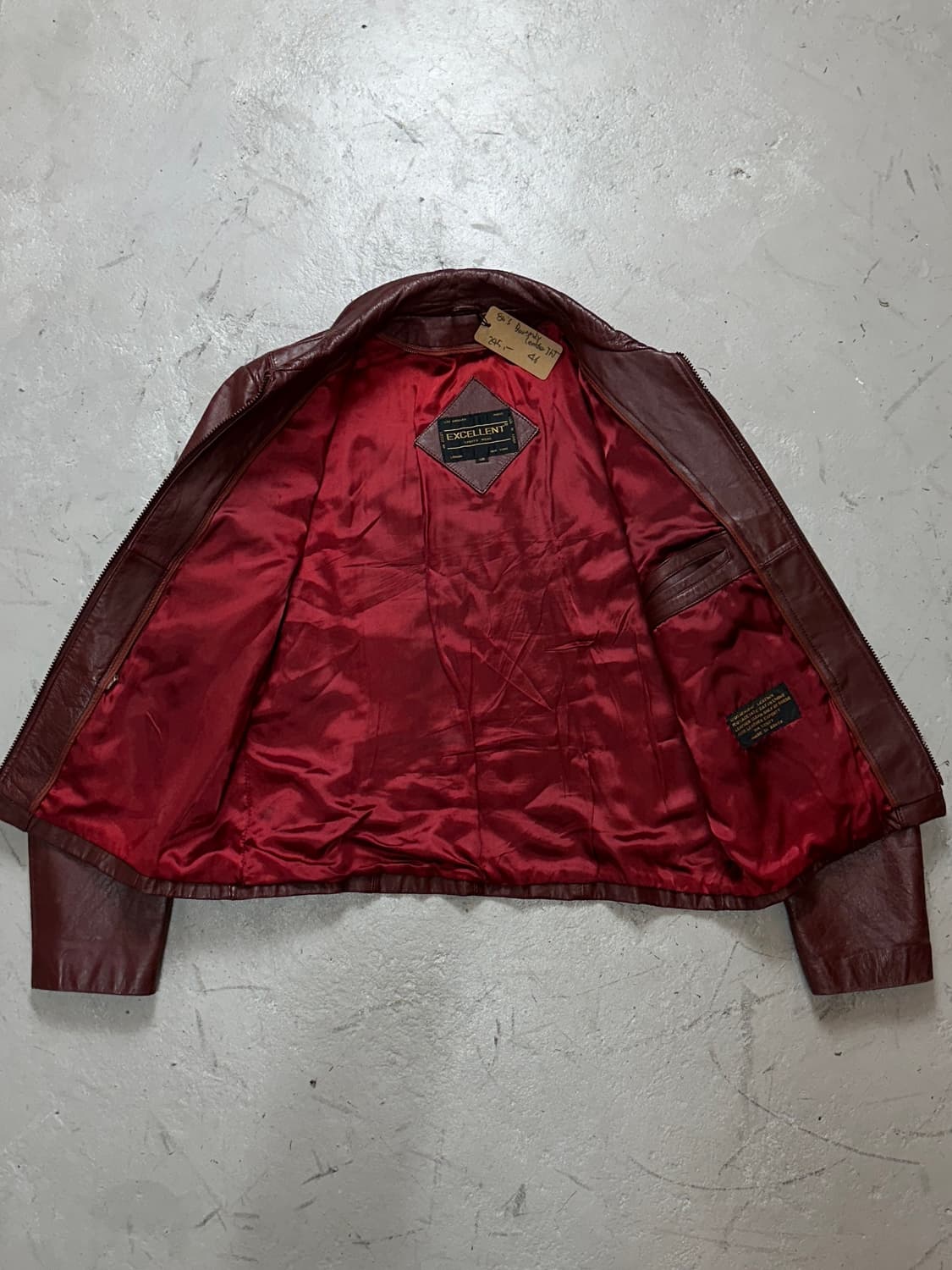 80's 빈티지 버건디 크롭 레더 자켓 파이트 클럽 타일러 더든 상품이미지7