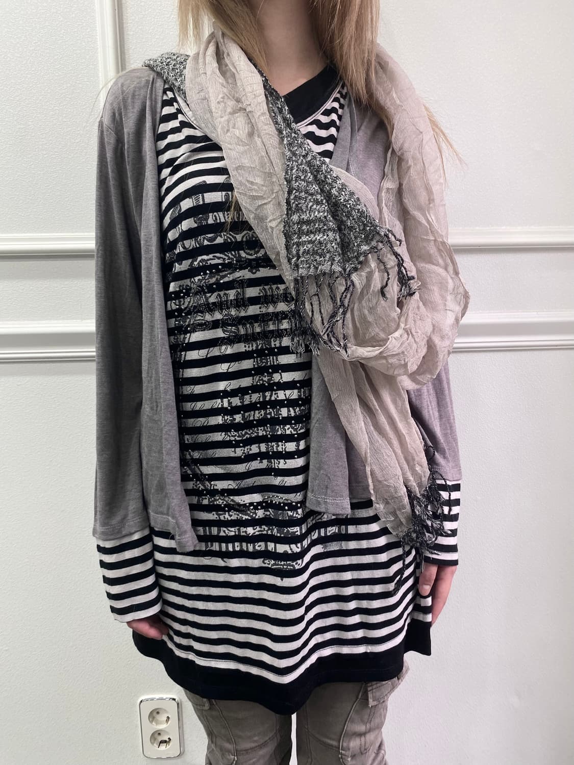 Y2K Gothic Print Cardigan Layered Sleeve 상품이미지3
