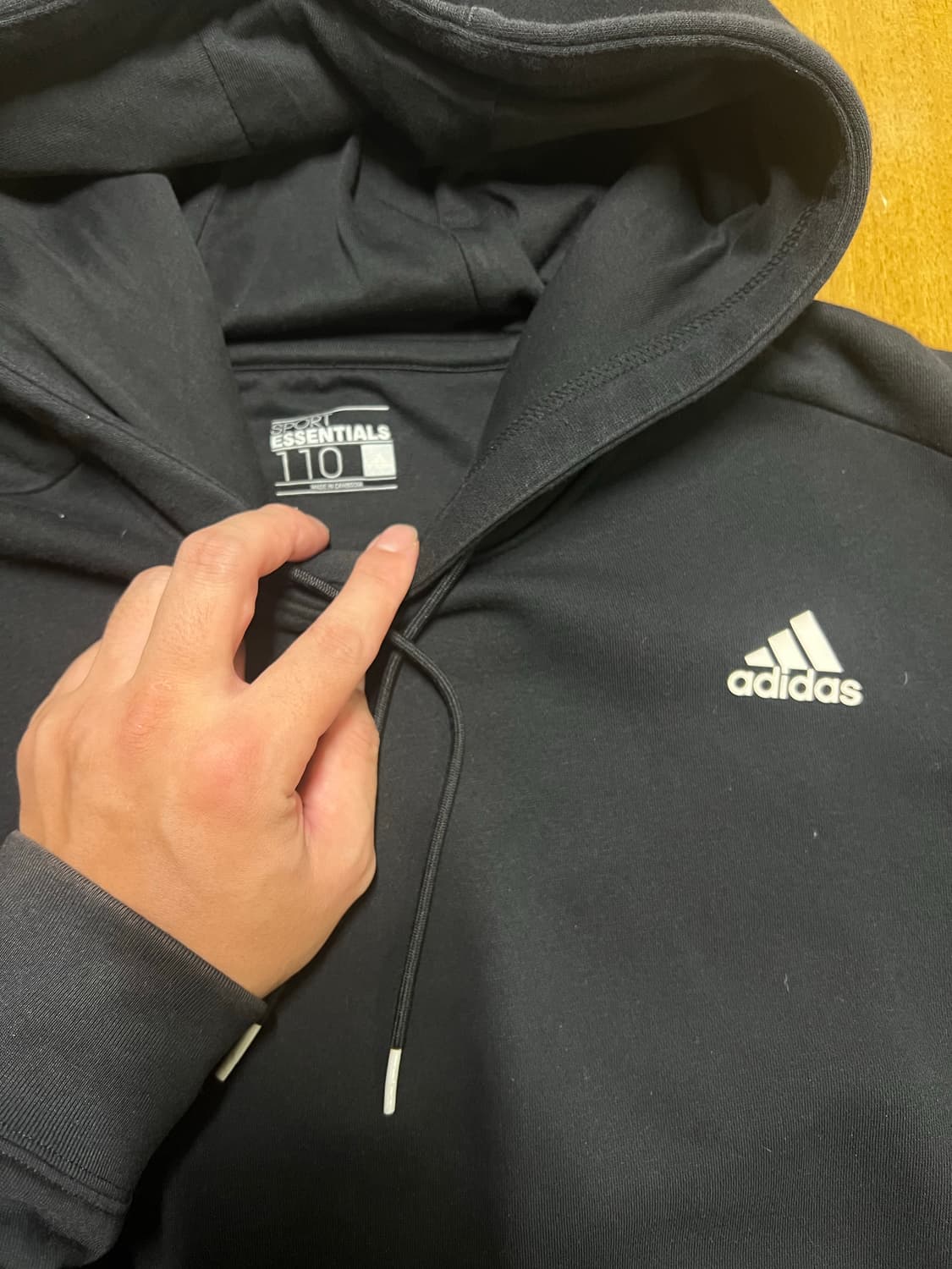 아디다스 에센셜 삼선 후드티 블랙 상품이미지2