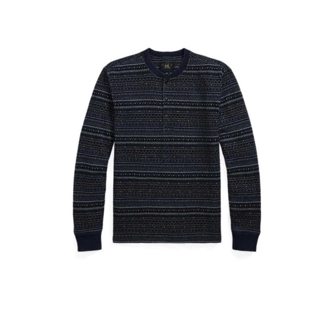 Rrl 더블알엘 인디고 자카드 헨리넥 상품이미지1