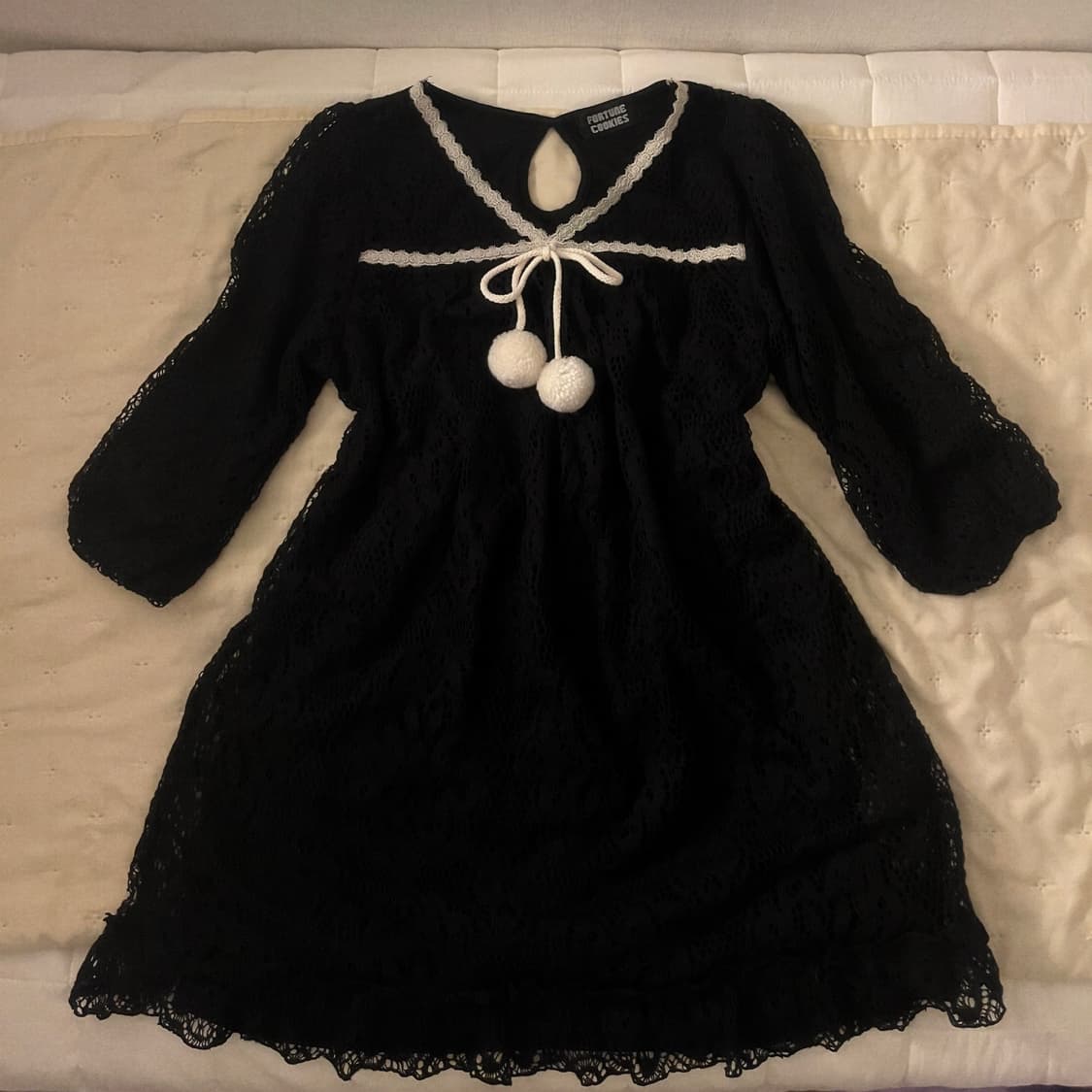 블랙 레이스 리본 폼폼 원피스 공겜여주 리즈리사 핀터깔 디마럽 상품이미지5
