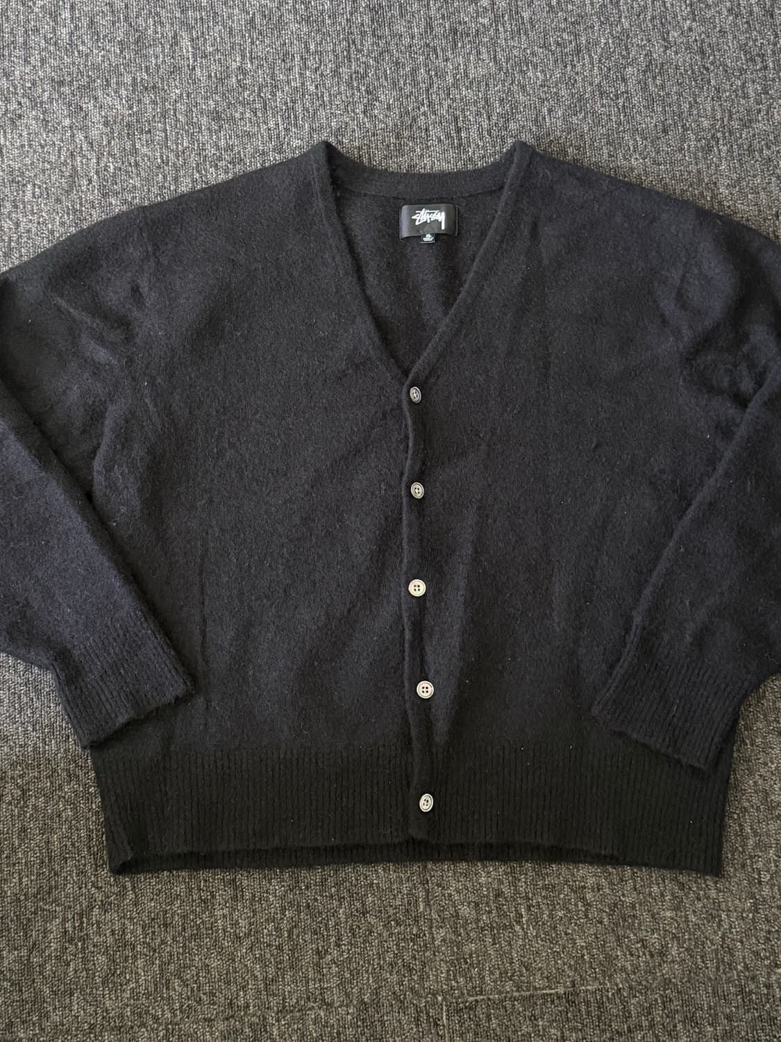 [XL] 스투시 브러쉬드 가디건 블랙 상품이미지1
