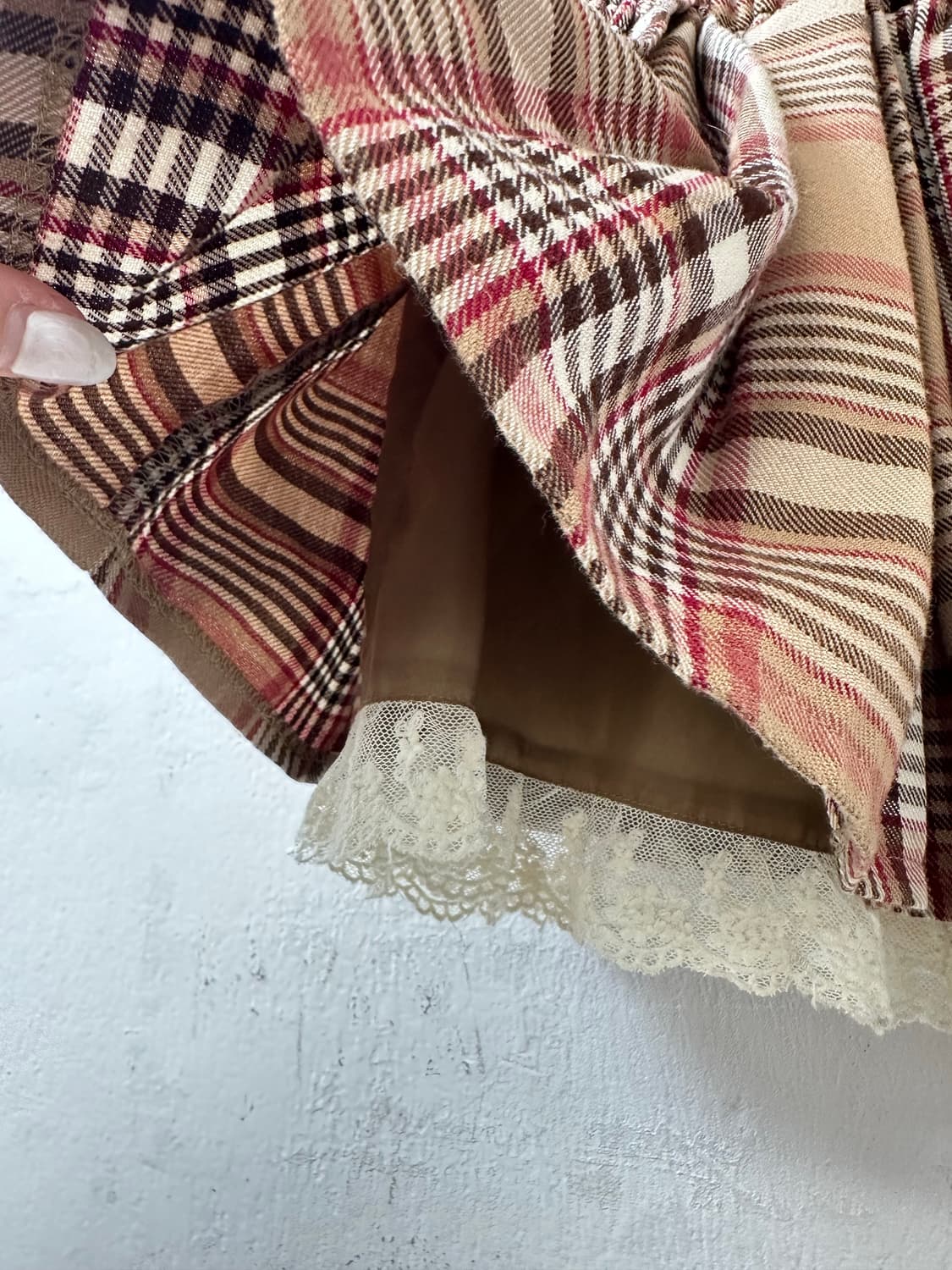 일본빈티지 Liz Lisa 리즈리사 체크 플리츠 큐롯팬츠 레이스 스커트 상품이미지6