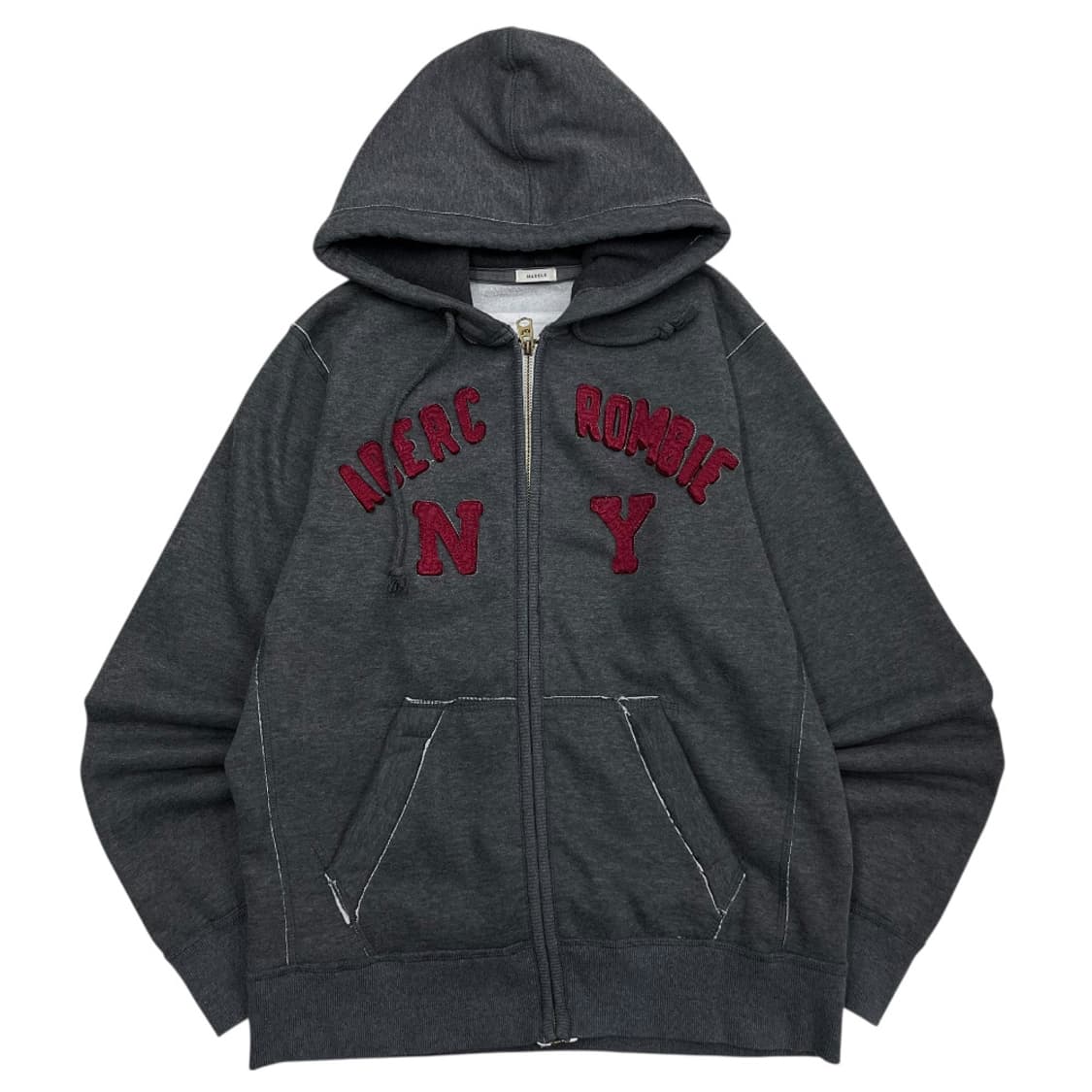 아베크롬비 버건디 센터로고 차콜 후드집업 L 상품이미지2