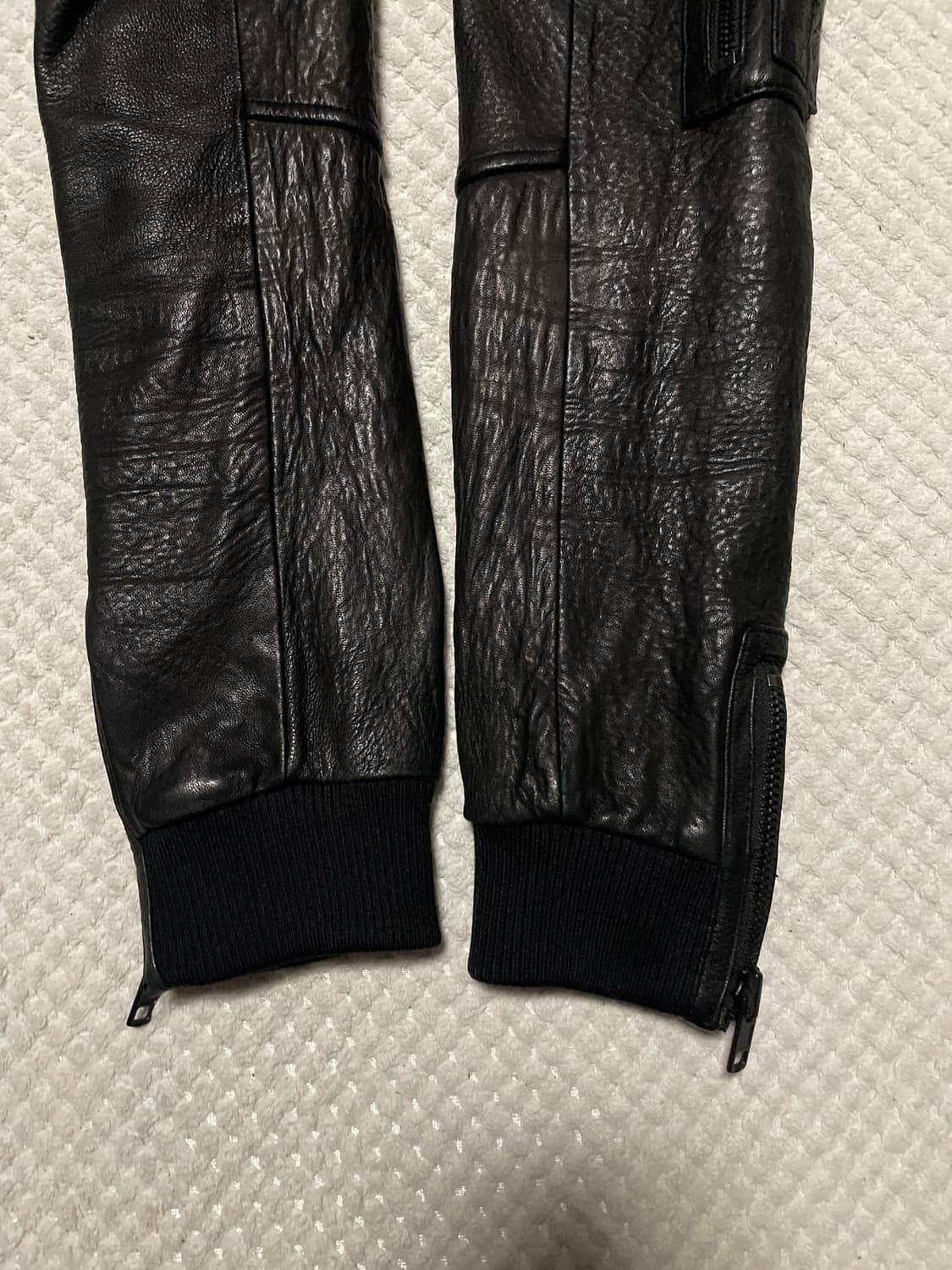 웨스턴 무드 램스킨 양가죽 절개 레더 블루종 자켓 상품이미지5