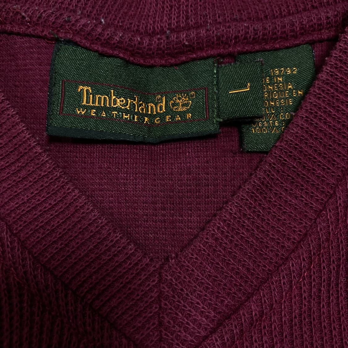 팀버랜드 스몰 로고 버건디 롱 슬리브 상품이미지3