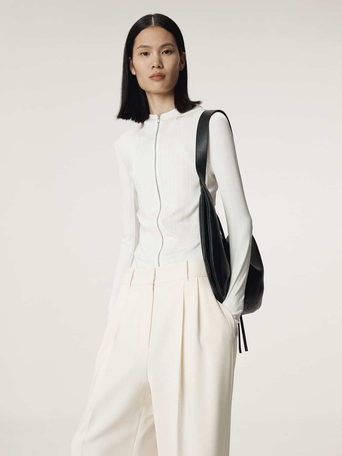 렉토 RECTO 시어 저지 피티드 집 후디 아이보리 상품이미지2