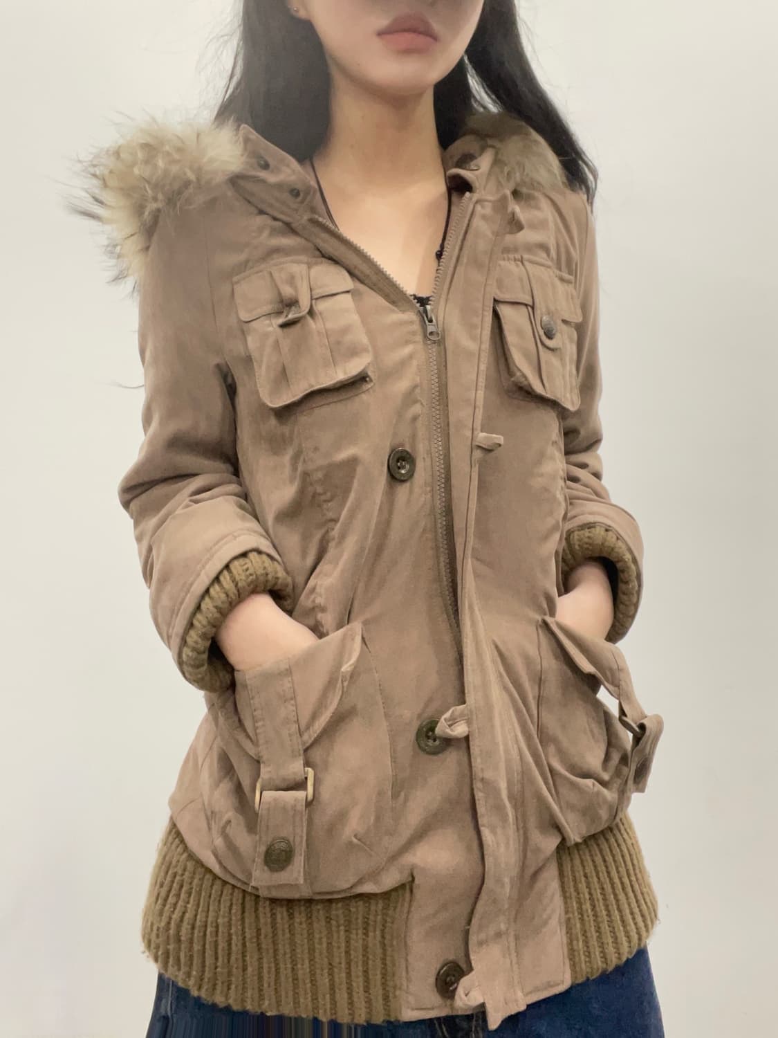  beige hoodie fur y2k jacket 상품이미지2