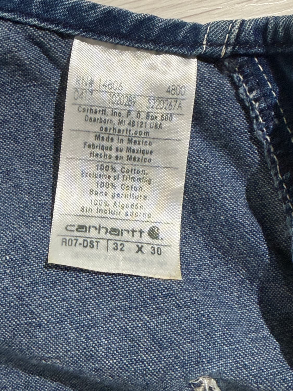 칼하트 데님 멜빵바지 32x30 상품이미지5