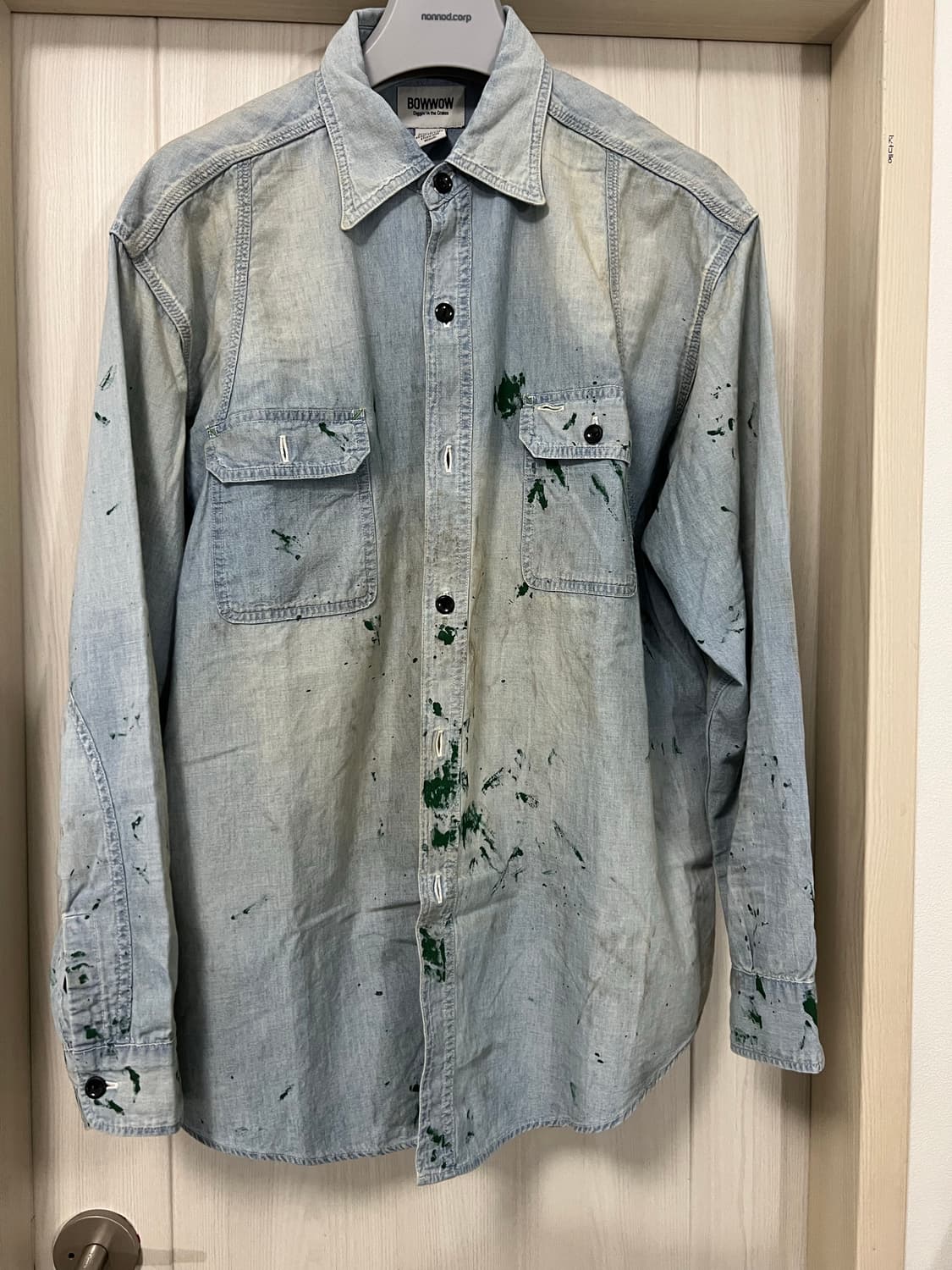 바우와우 페인팅 샴브레이 셔츠 XL 상품이미지4