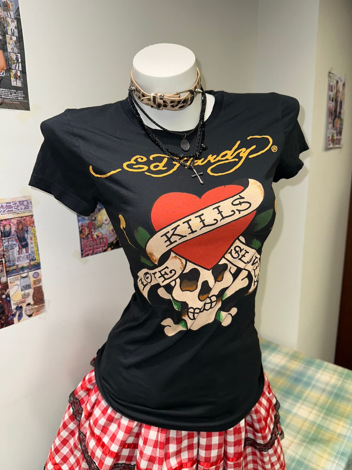 Skull Printed Black Slim T-shirt 상품이미지3