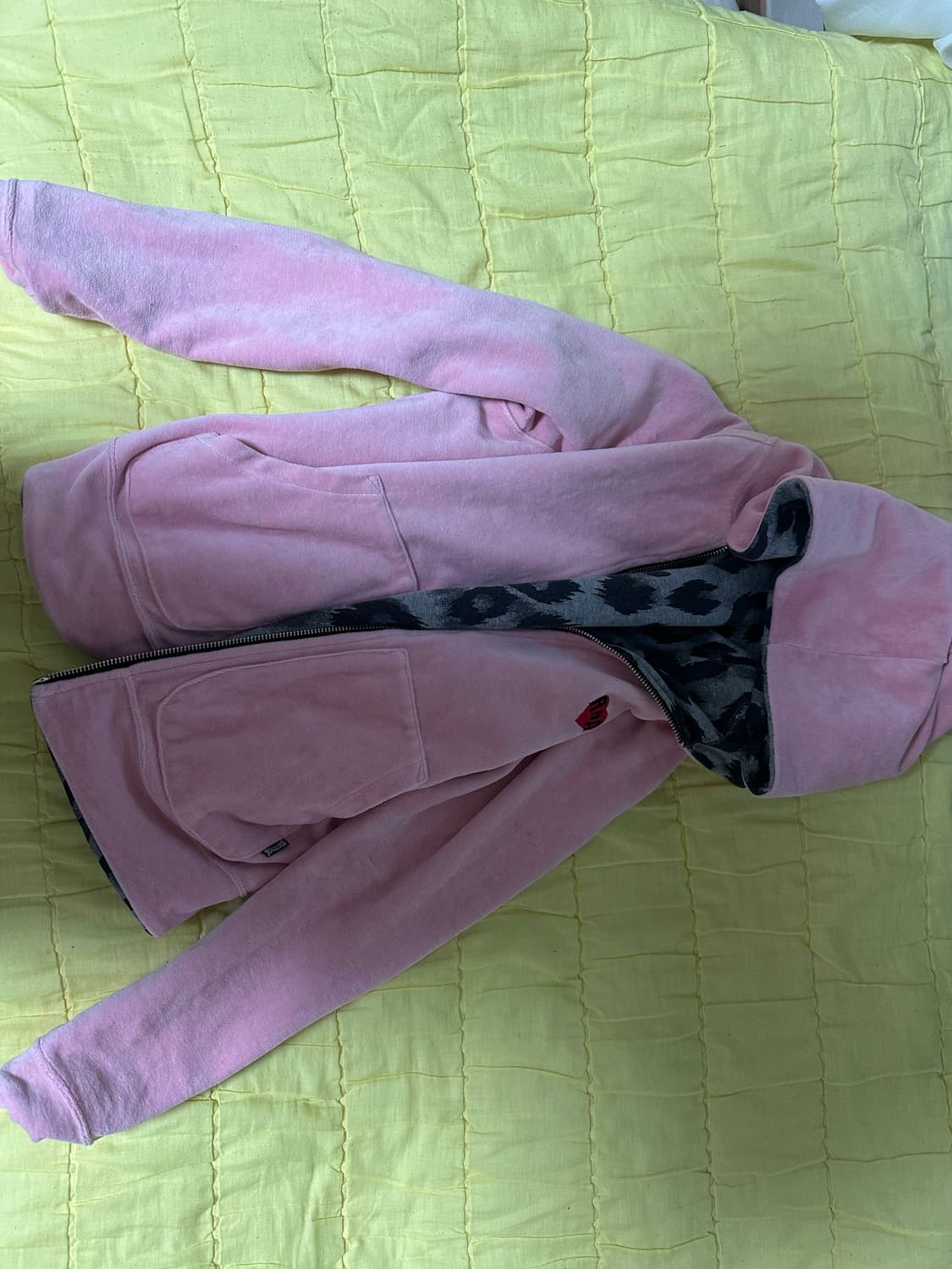 레오파드 리버시블 후드 코튼 후리스 플리스 펑크 갸루 집업  상품이미지2