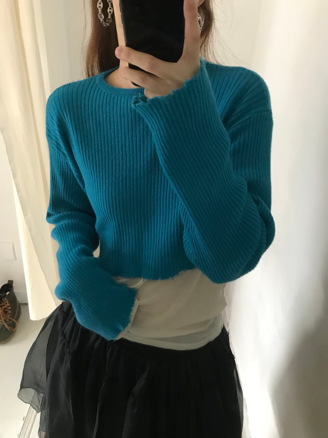 blue crop knit 상품이미지1
