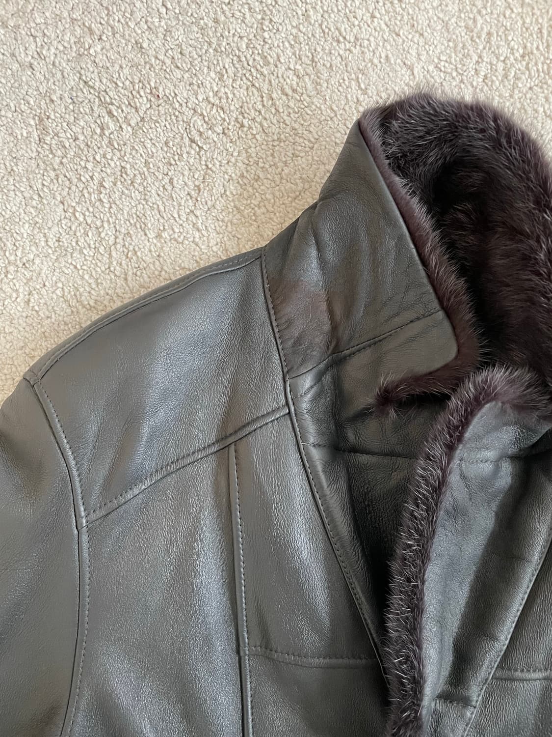 mink collar sheepskin mouton jacket 상품이미지8