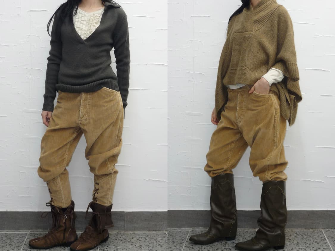 knot detail corduroy baggy pants 상품이미지3