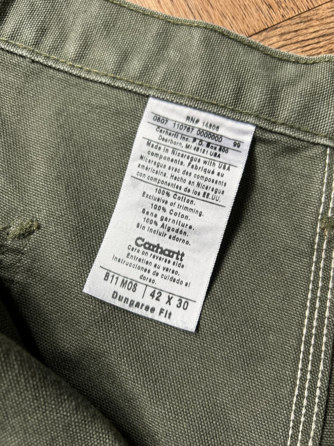[42]칼하트 USA 덩가리핏 빅사이즈 모스그린 싱글니 카펜터 워크 팬츠 상품이미지4