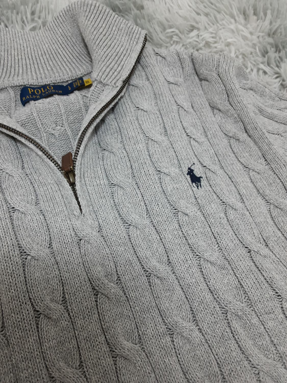 폴로 랄프로렌 꽈배기 니트 반집업 상품이미지1