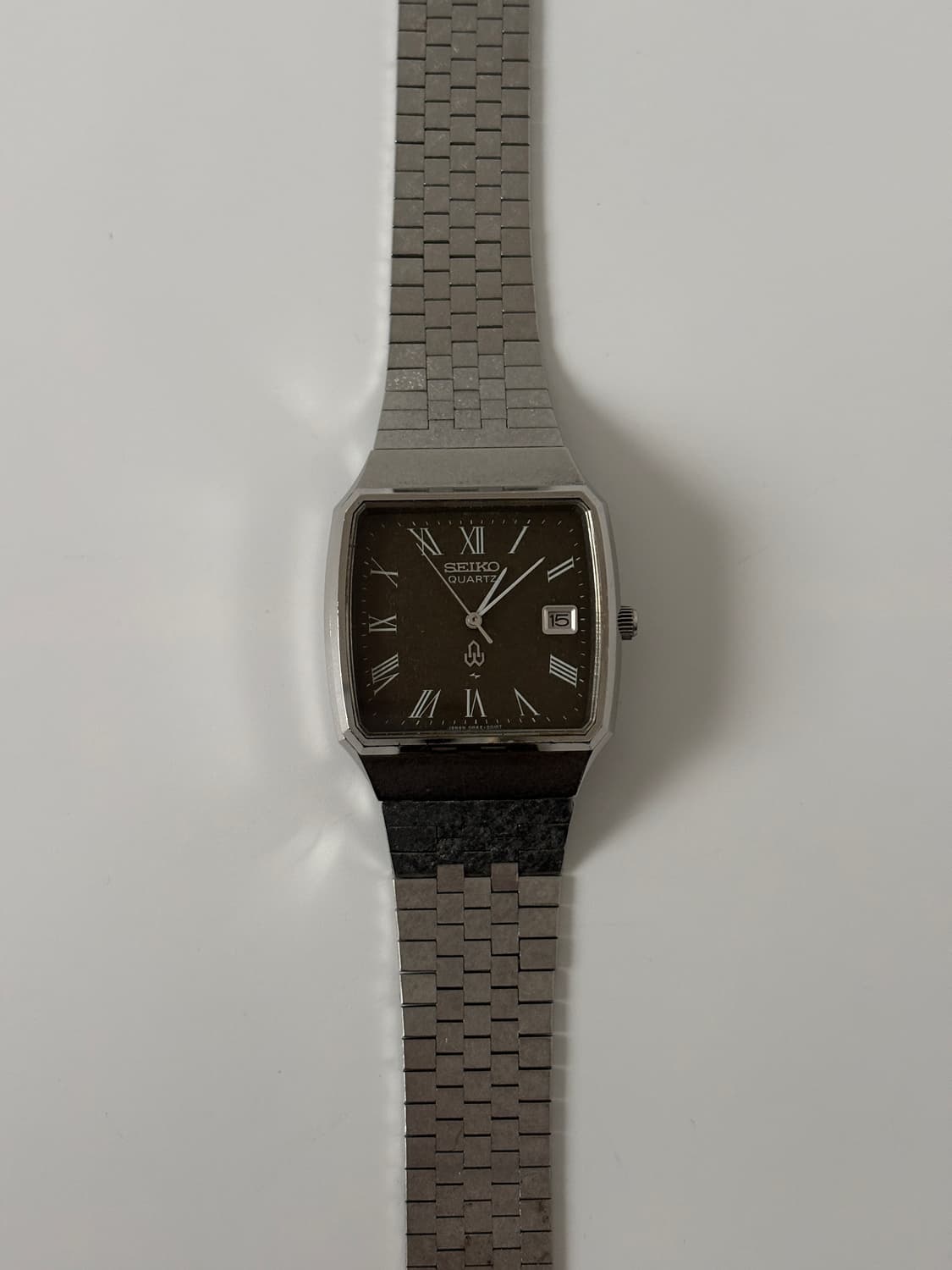 1970년대 브라운 바크 텍스쳐 실버 스퀘어 쿼츠 남성 상품이미지3