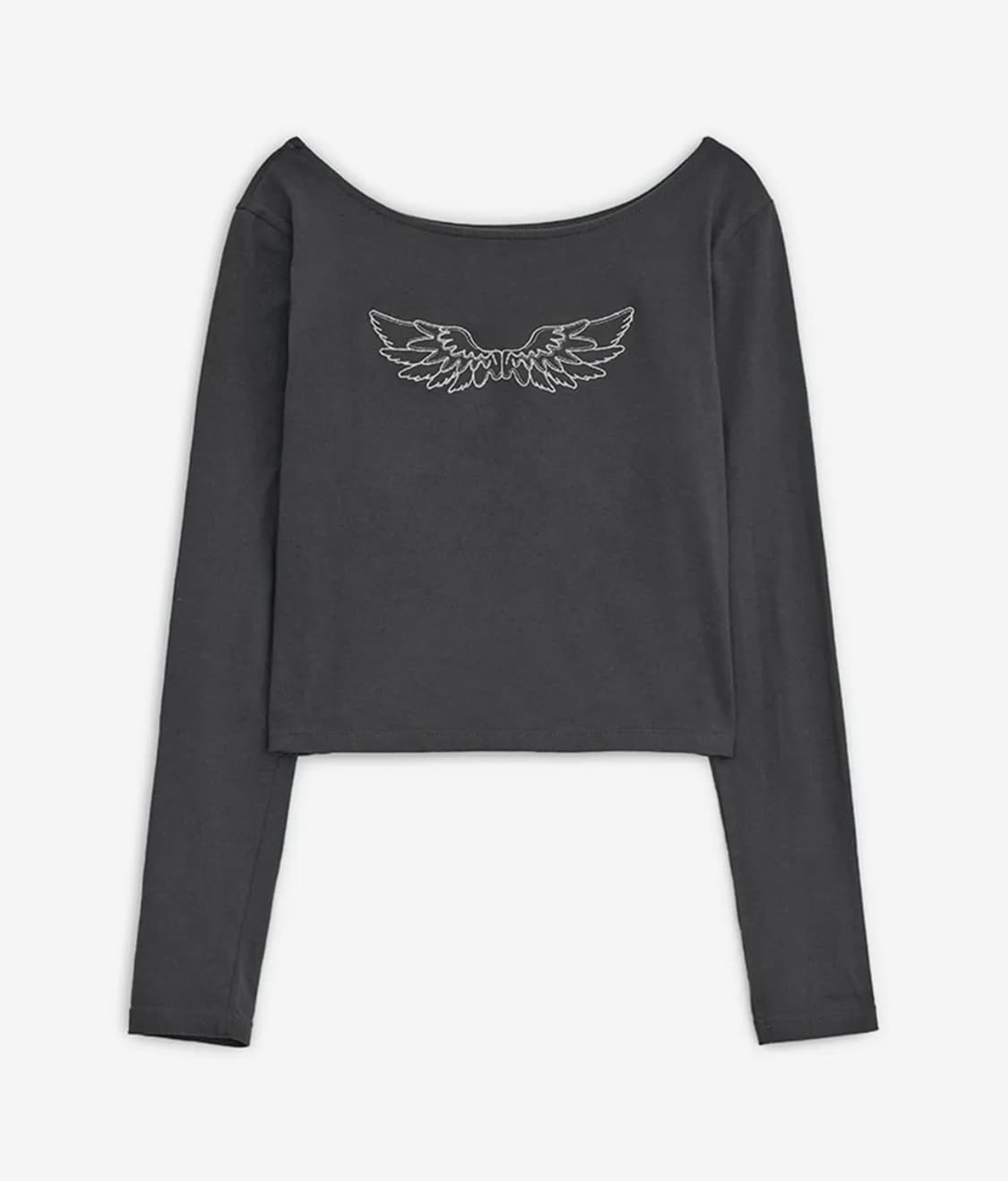 허그유어스킨 엔젤 윙 탑 롱슬리브 티셔츠 차콜 상품이미지1