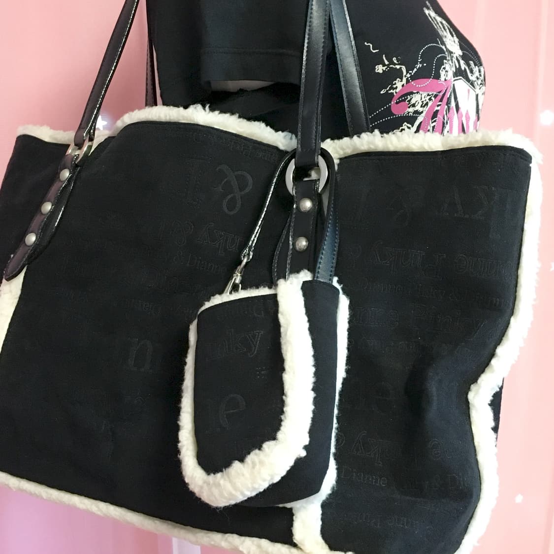 핑키앤다이안 블랙 퍼 숄더백 갸루 헤이세이 y2k 상품이미지3