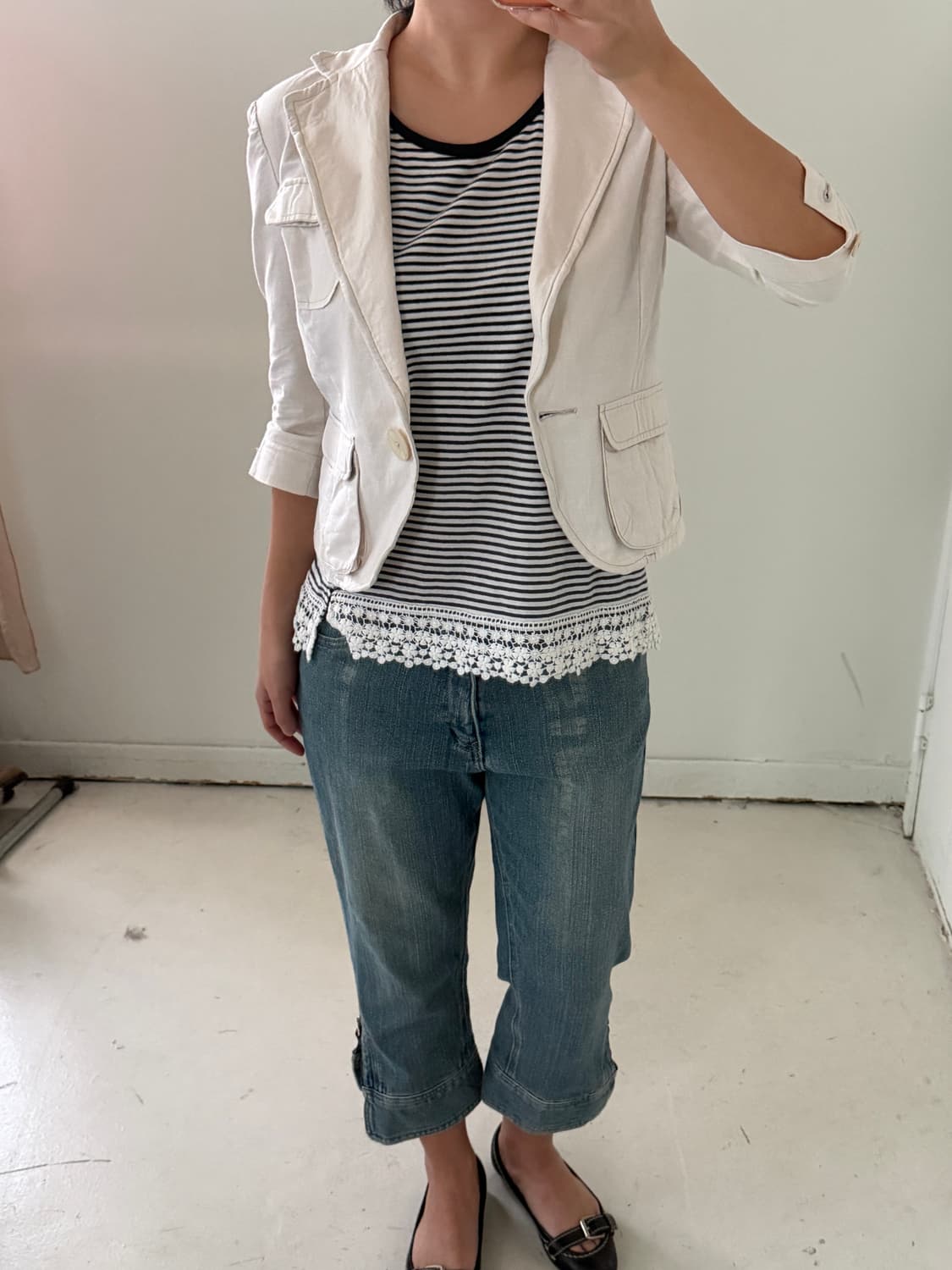 일본빈티지 크림 포켓 숏자켓  상품이미지2