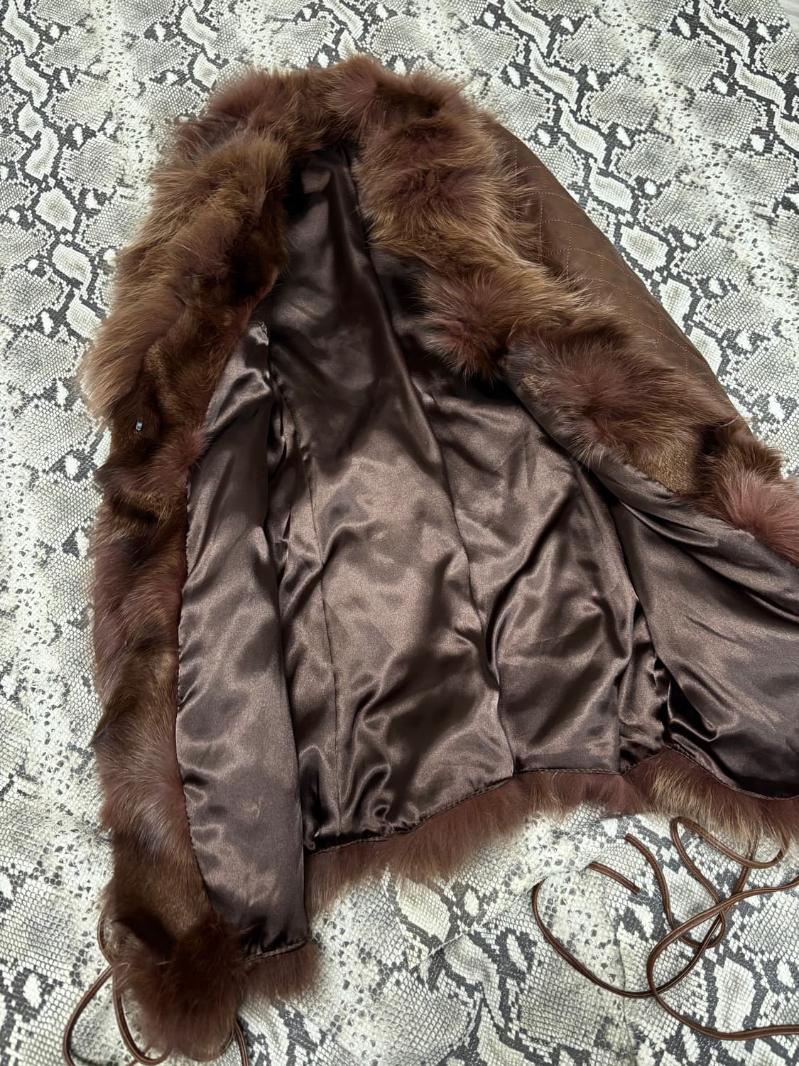 00’s aesthetic Brown Fur Trimming Leathe 상품이미지9