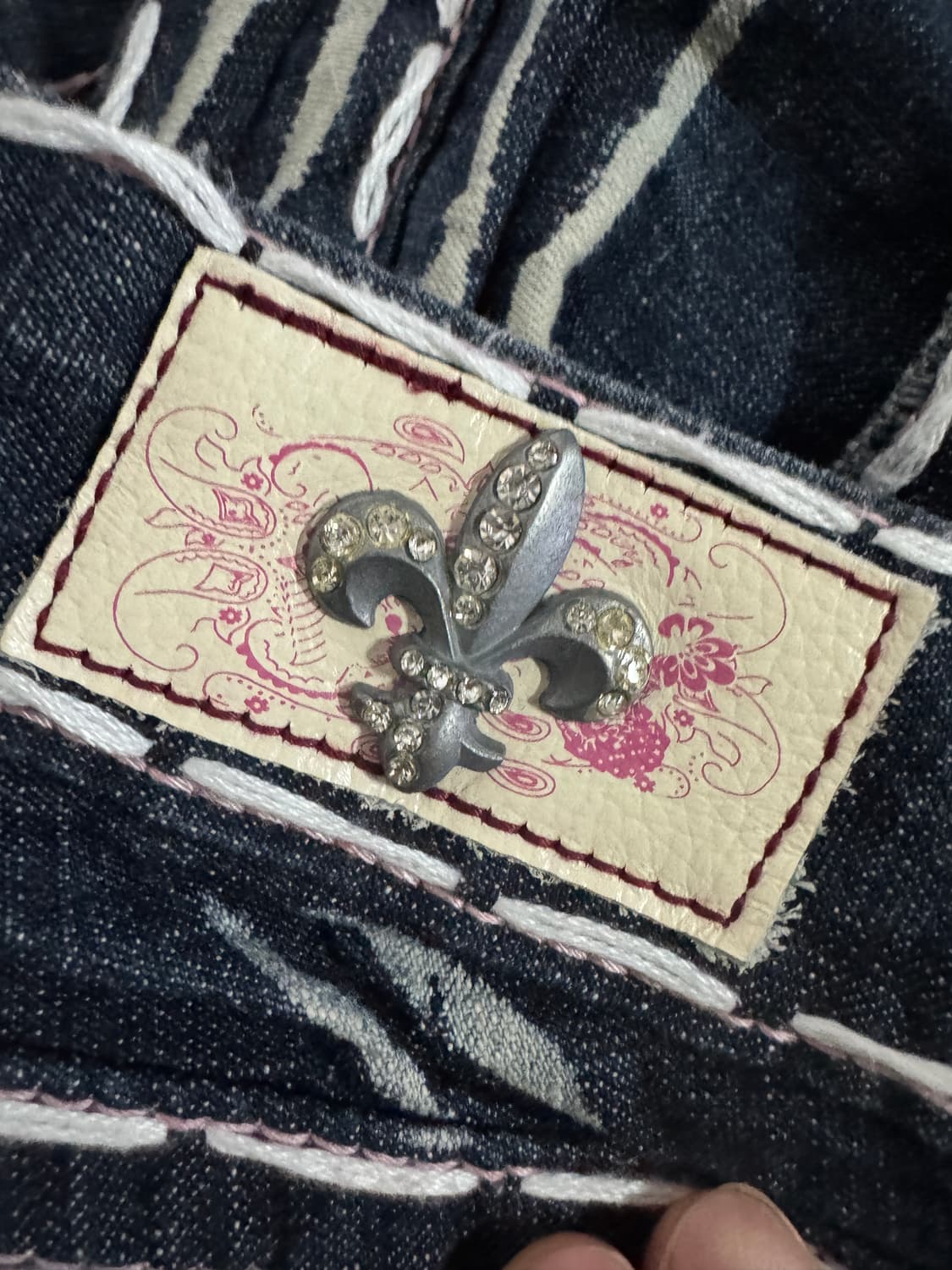 여성 라구나비치 진 크롬하츠 로고 펑키 스티치 데님팬츠 상품이미지6