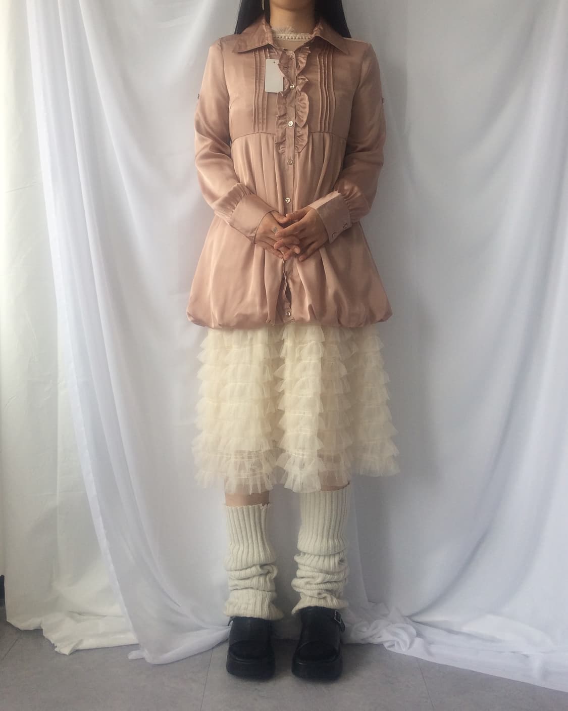 Frill balloon fit shirt onepiece 상품이미지6