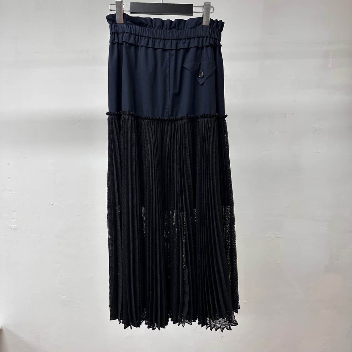 럭키슈에뜨 레이스 밴딩 롱스커트 치마 네이비/블랙 36 J36 상품이미지4