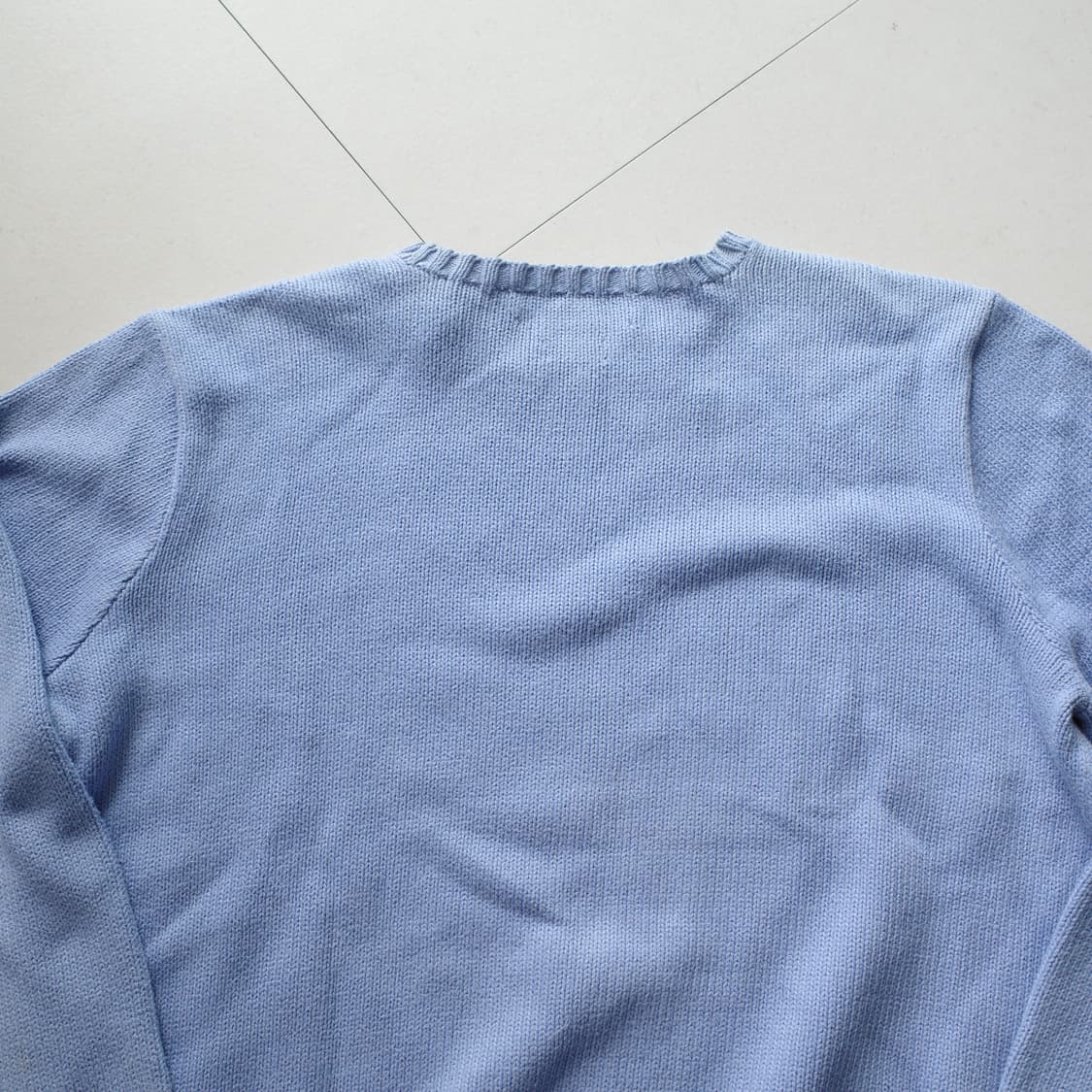 90s 폴로 랄프로렌 정품 코튼 니트 스카이블루 M 상품이미지8