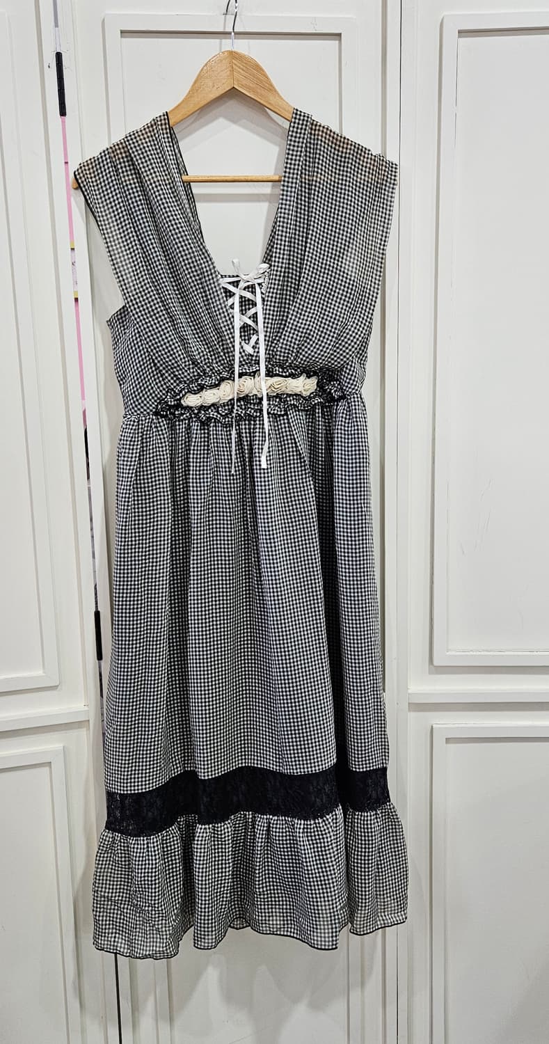 엑시즈팜(Axes Femme) 깅엄체크 레이스 원피스 상품이미지1