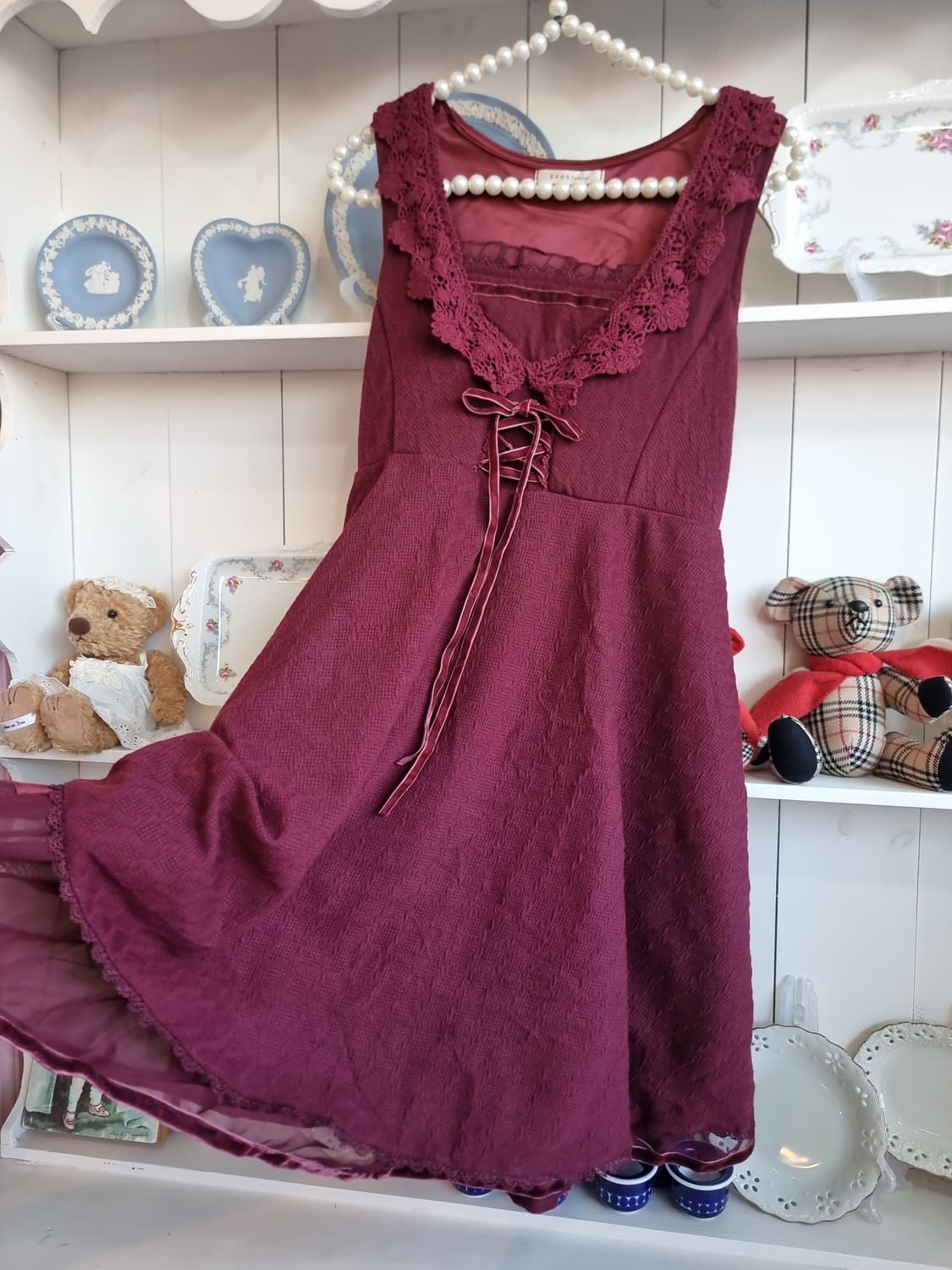 (axes femme, 액시즈팜) 초코베리 레이스 코르셋 원피스 상품이미지5