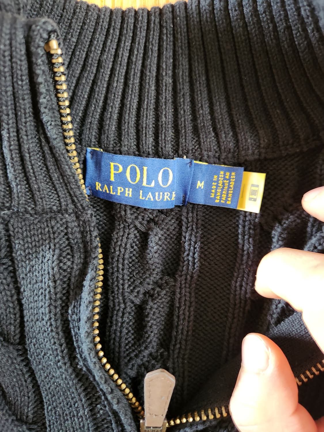 폴로 반집업 꽈배기 니트 블랙 상품이미지2