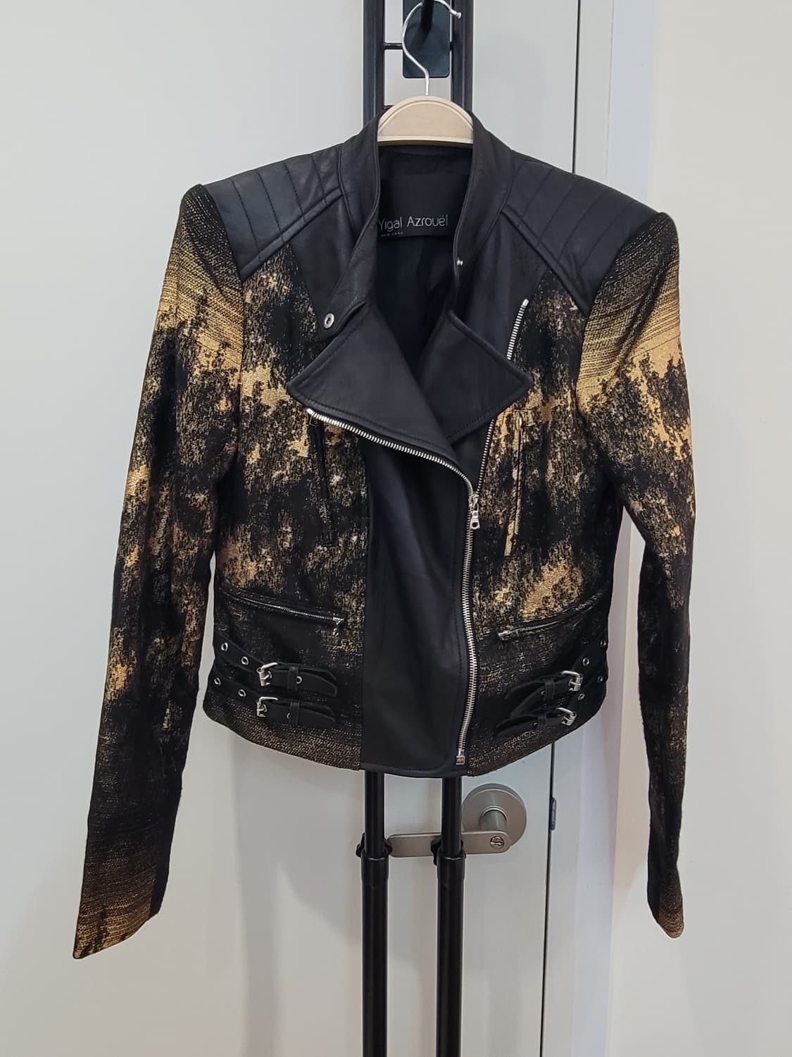 뉴욕 디자이너 브랜드 이갈 아즈로엘 블랙/골드 바이커 자켓 4사이즈 상품이미지3