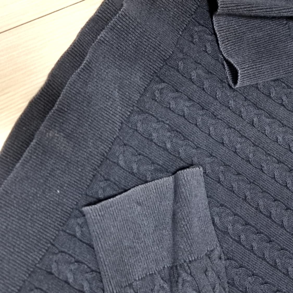 미제 타미힐피거 네이비 꽈배기 니트(100) 상품이미지6