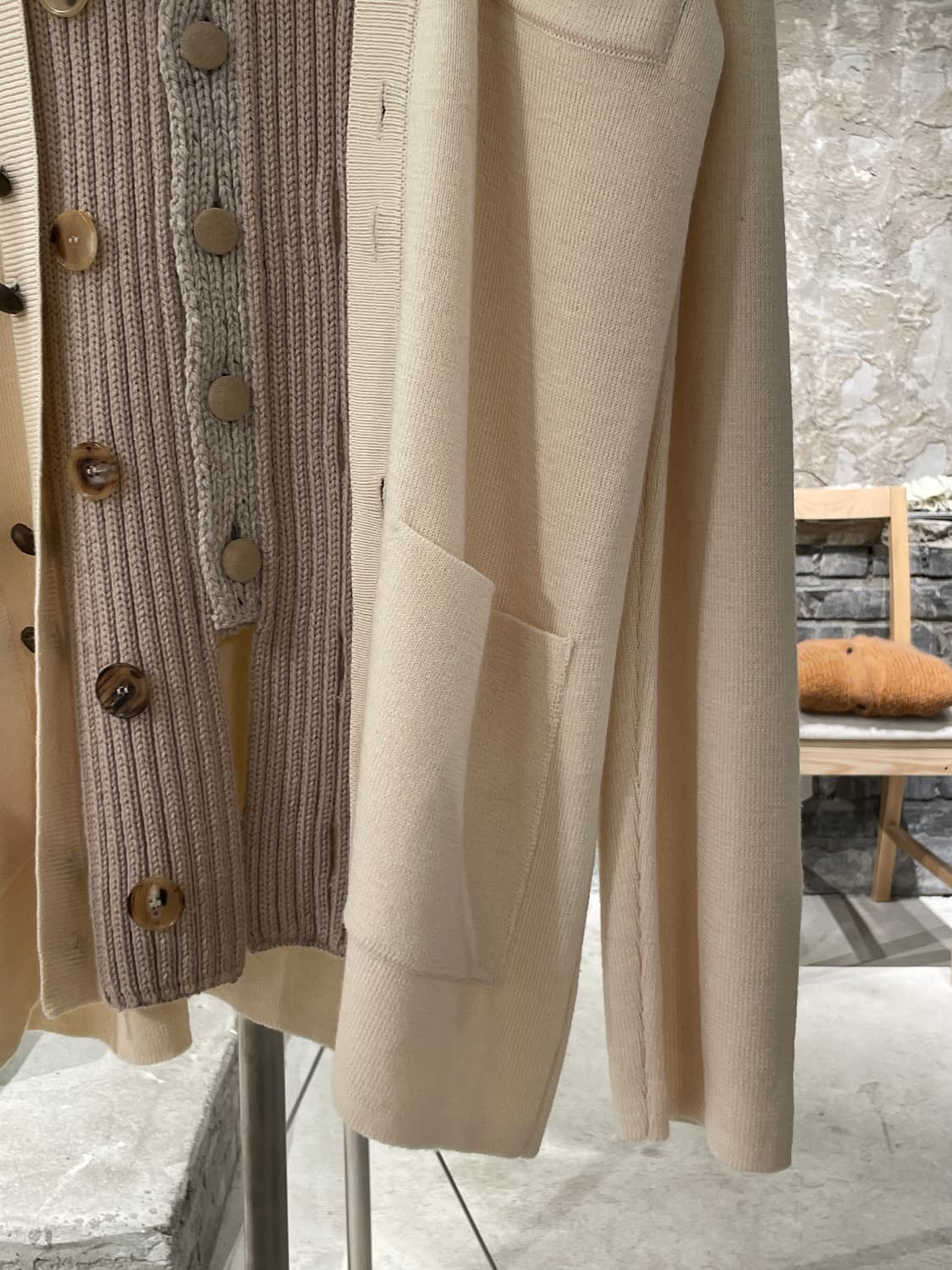 메종 마르지엘라 10 17F/W 아이보리 레이어 백스티치 울 롱 가디건 상품이미지5