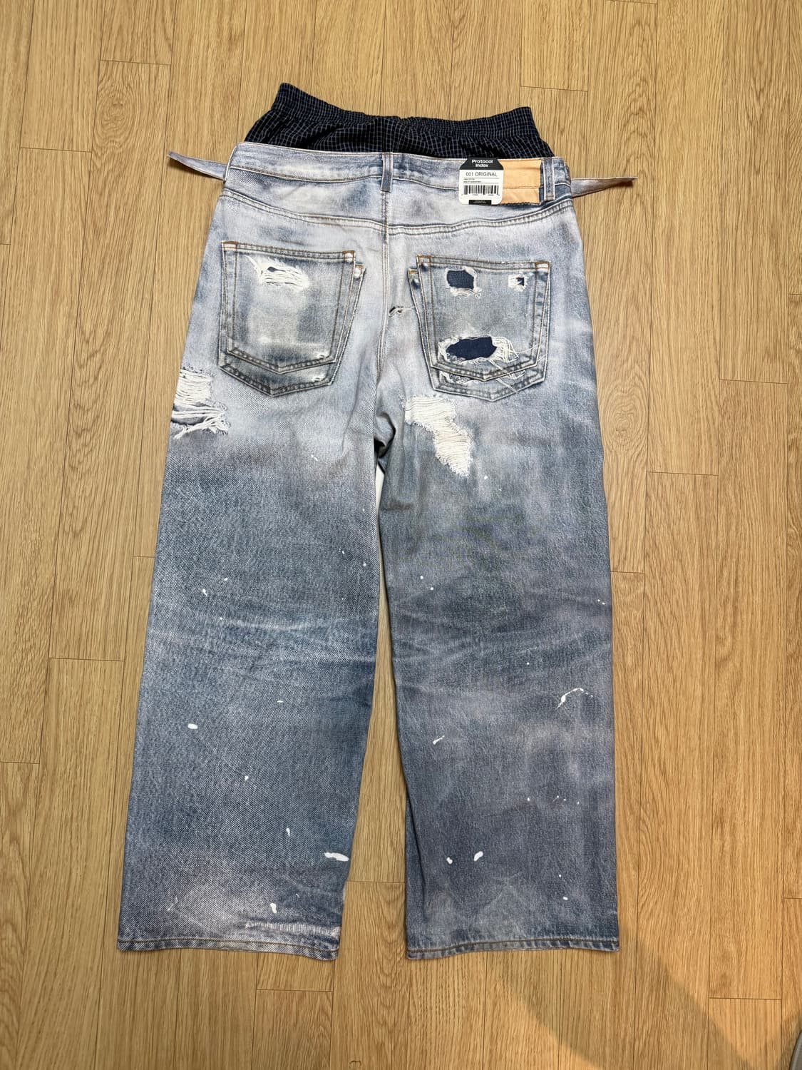 프로토콜 인덱스 트롱프 뢰유 레이어드 팬츠 블루 상품이미지3