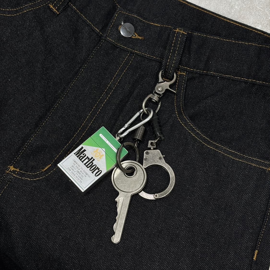 Oribell 말보루 재떨이 열쇠 수갑 빈티지 소가죽 키링 열쇠고리 상품이미지1