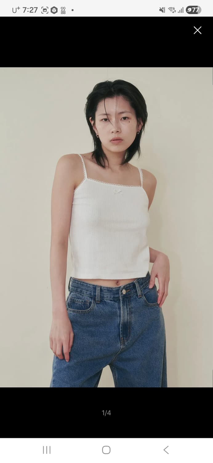 미사용 플리즈프로젝트 리본 민소매 나시 상품이미지2