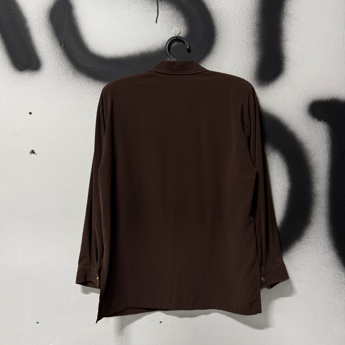 VTG 빈티지 금장 , 자수 디테일 하프 패턴 브라운 긴팔 셔츠 상품이미지2