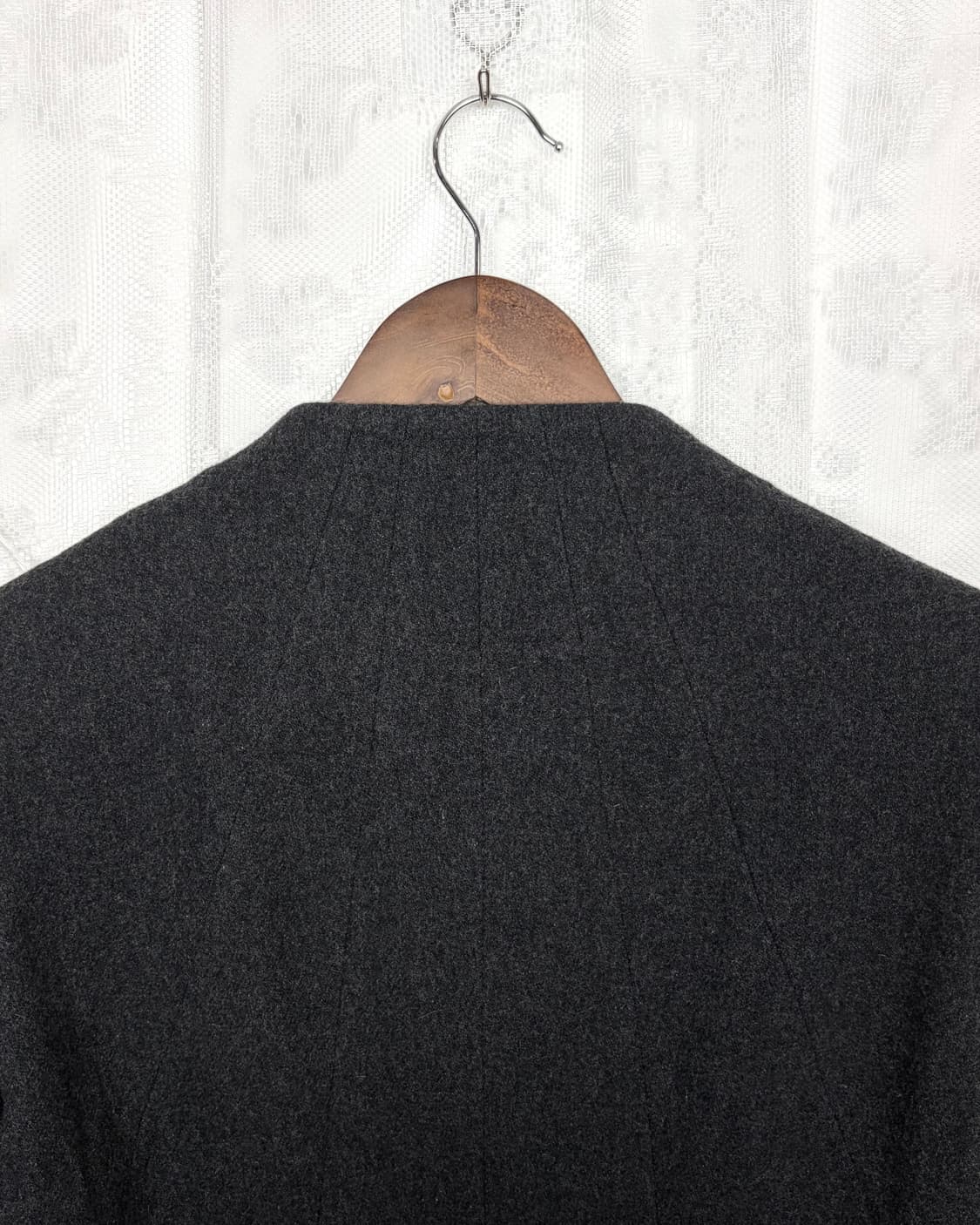 Minimal no-collar wool crop jacket 상품이미지7