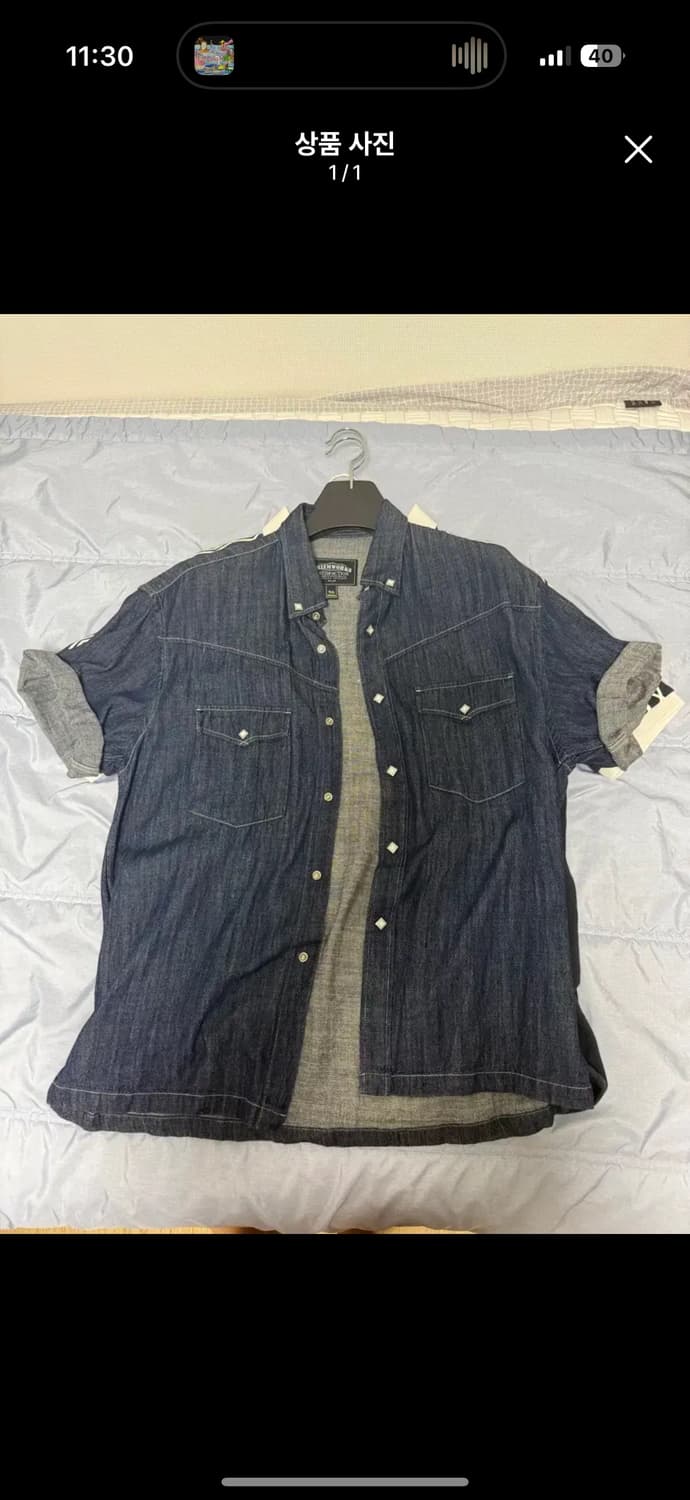 프리즘웍스 데님 반팔 셔츠 상품이미지1