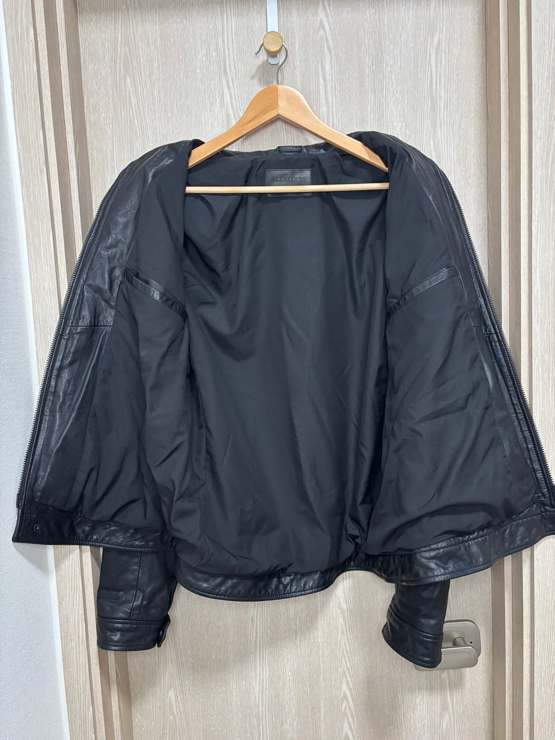 새상품급)올세인츠 집업 가죽자켓XL/105/블랙 상품이미지5