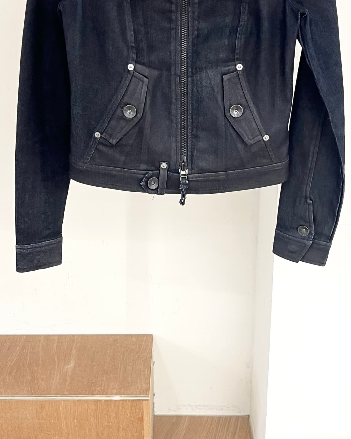 아르마니 익스체인지 블랙 데님 바이커 집업 자켓 상품이미지5