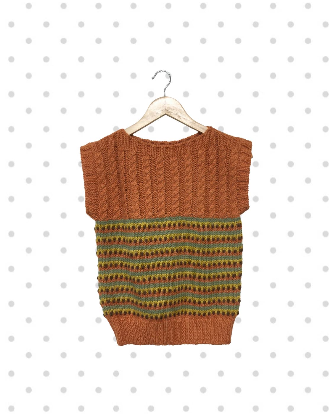 vintage cable stripe mix vest terracotta 상품이미지1