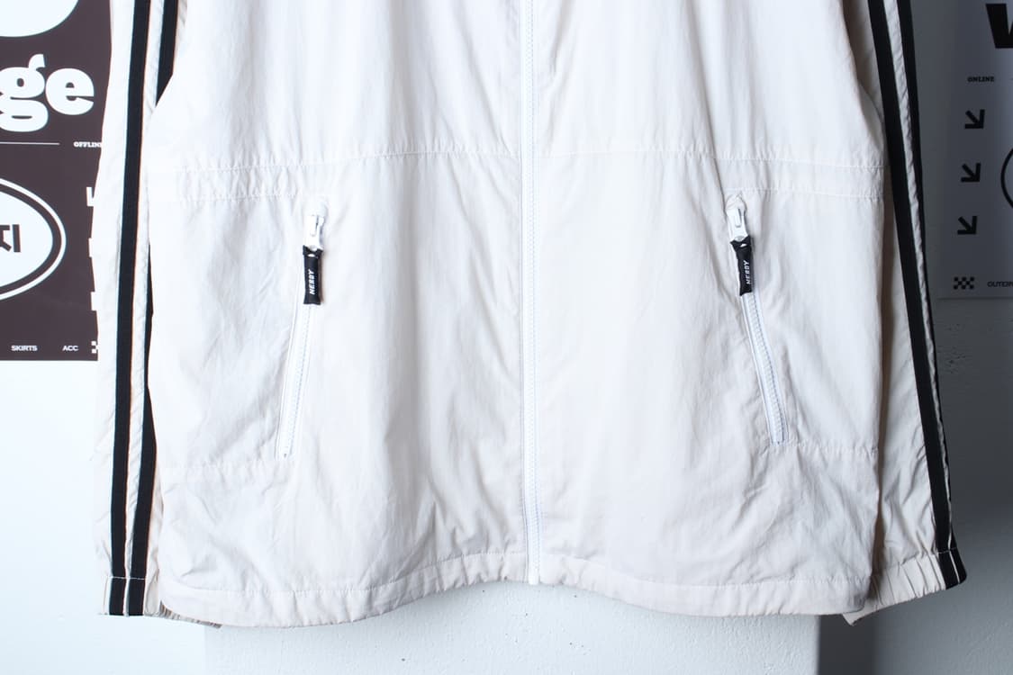(L-2XL) 널디 집업 바람막이 점퍼자켓 빅사이즈 아이보리-H33076 상품이미지4
