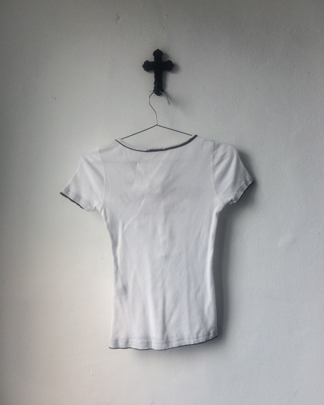 Lettering printing Henry neck ribbed t s 상품이미지3